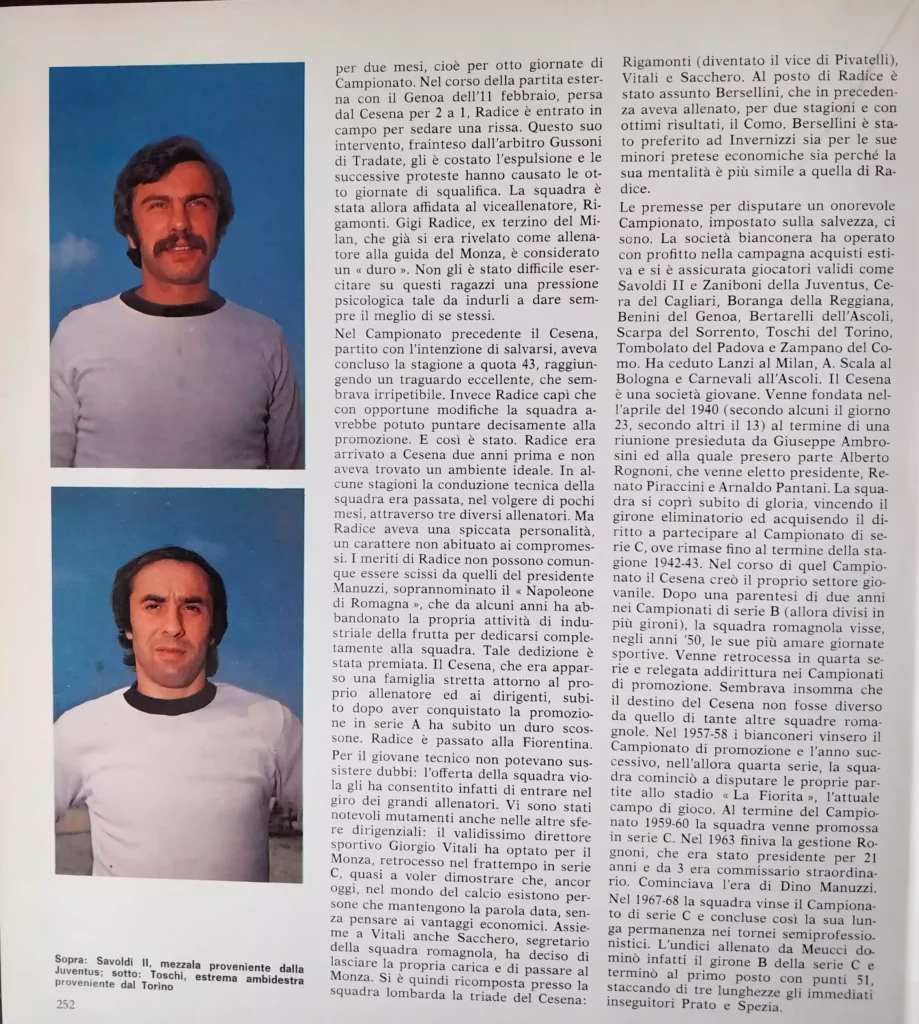 Enciclopedia Tutto il calcio minuto per minuto, European Book, 1973-74, vol. 2, p. 252 Savoldi Toschi