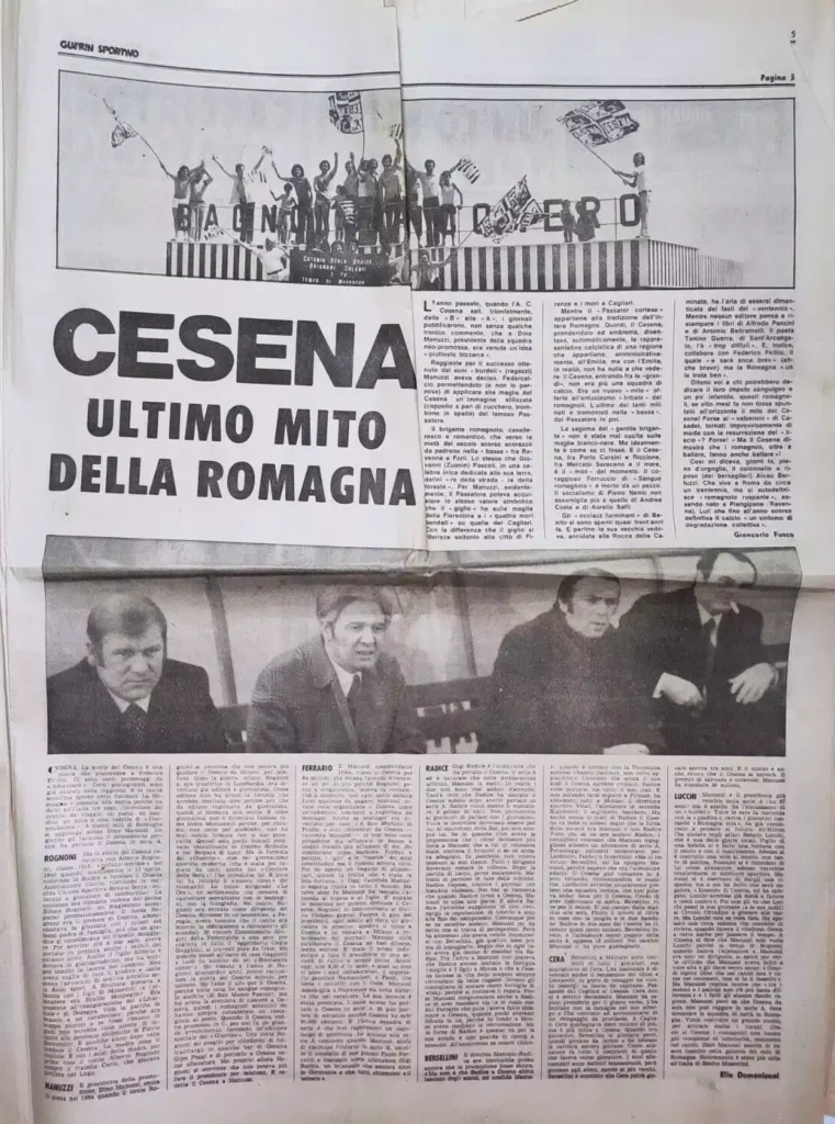 Guerin Sportivo, 21 Gennaio 1974, n. 3, pagina Cesena 1973-74