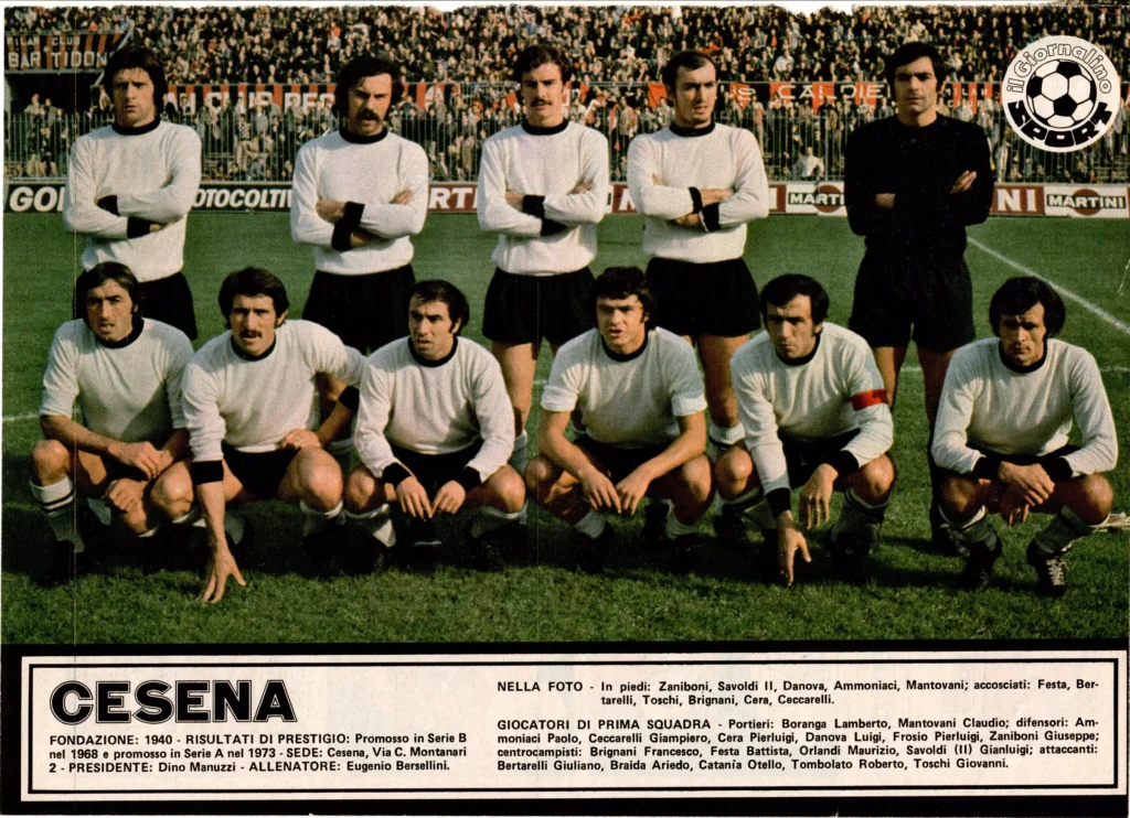 Il Giornalino, Aprile 1974, n. 14, p. 23, poster formazione di Milan-Cesena 1973-74