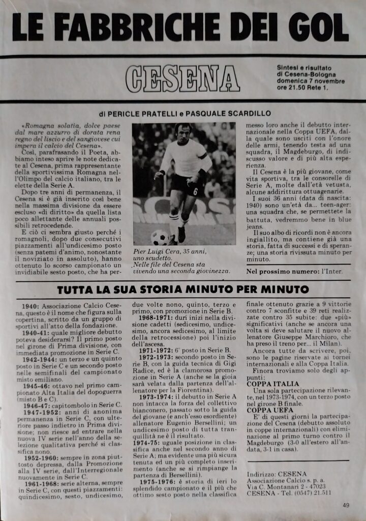 Corriere dei ragazzi 7 novembre 1976, n. 45, p. 49, articolo Cesena