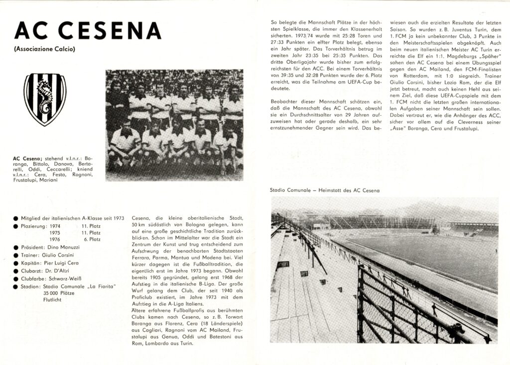 Programma Magdeburgo-Cesena 1976-77, pp. 6-7