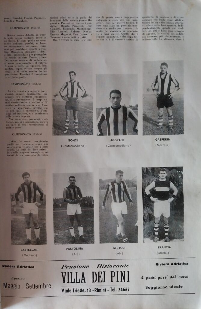 Divisione nazionale serie C girone B 1960-61, p.s.n.3, presentazione Cesena 1960-61 Bonci Remo Aggradi Gasparini Castellani Voltolina Bertoli Francia