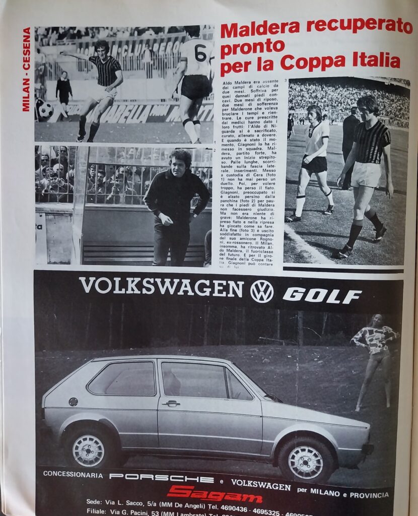 Forza Milan giugno 1975, n. 6, p. 28, Milan-Cesena 1974-75