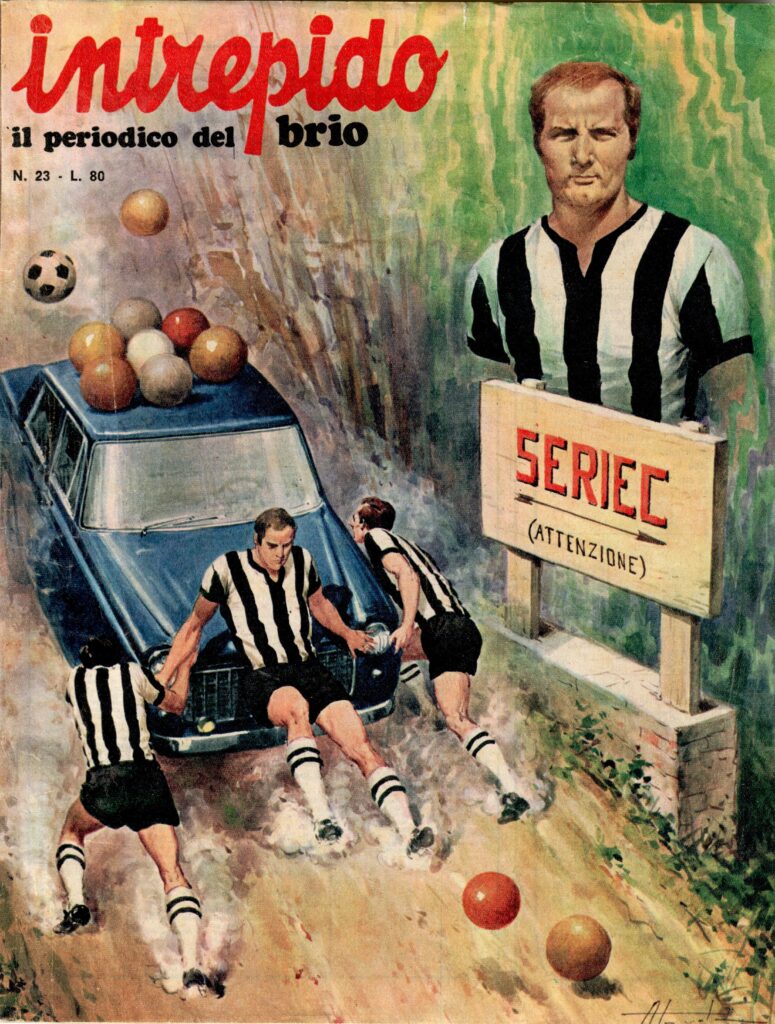 Intrepido 4 giugno 1970, n. 23, copertina Cesena 1969-70 caricatura Ferrario