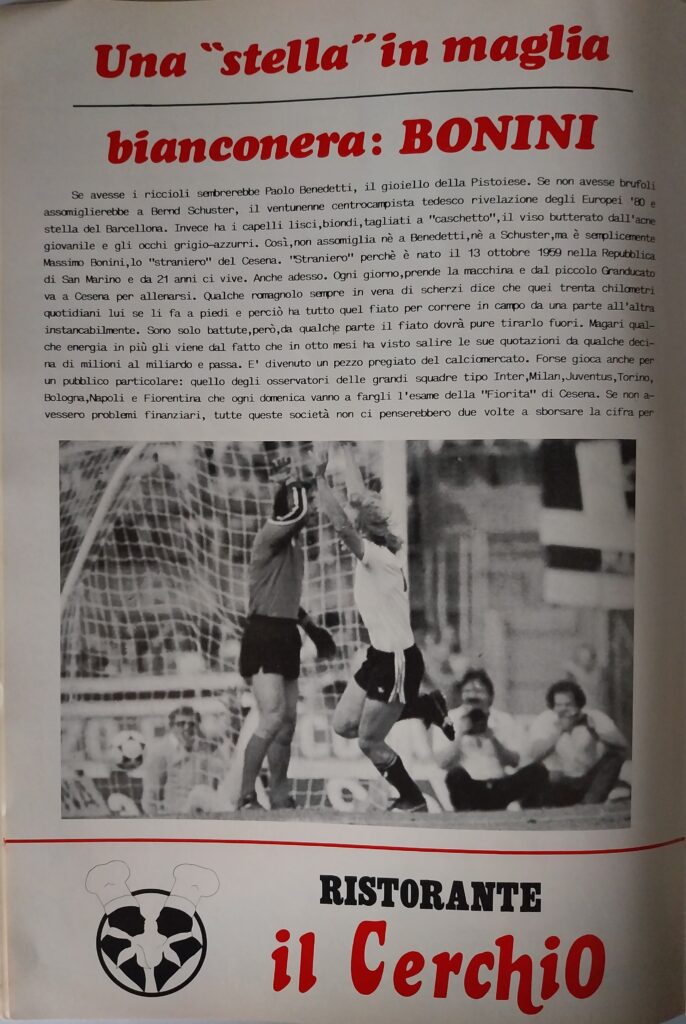 AC Cesena 80-81 Agenzia Idea Pubblicità serie A film del campionato 1980-81, p.s.n.14 Bonini in Cesena-Atalanta 1980-81