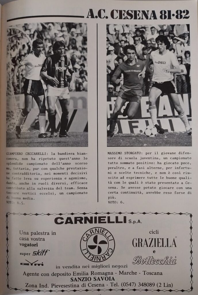 AC Cesena 81-82, giugno 1982, numero unico, p. 15 Ceccarelli Storgato