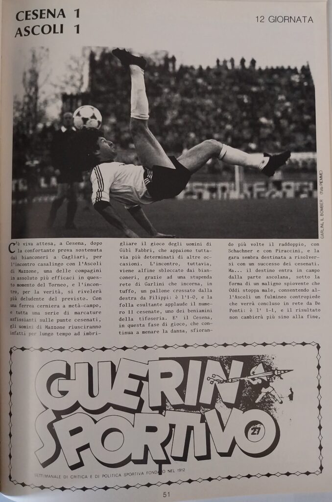 AC Cesena 81-82, giugno 1982, numero unico, p. 51 Cesena-Ascoli 1981-82 Garlini