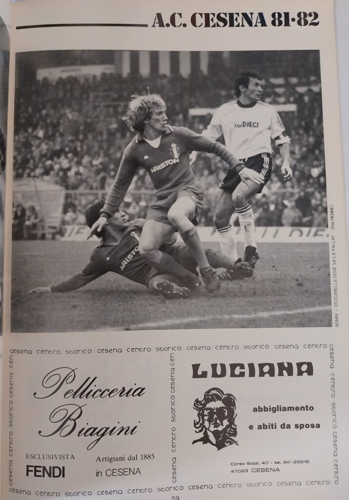 AC Cesena 81-82, giugno 1982, numero unico, p. 59 Cesena-Juventus 1981-82 Ceccarelli