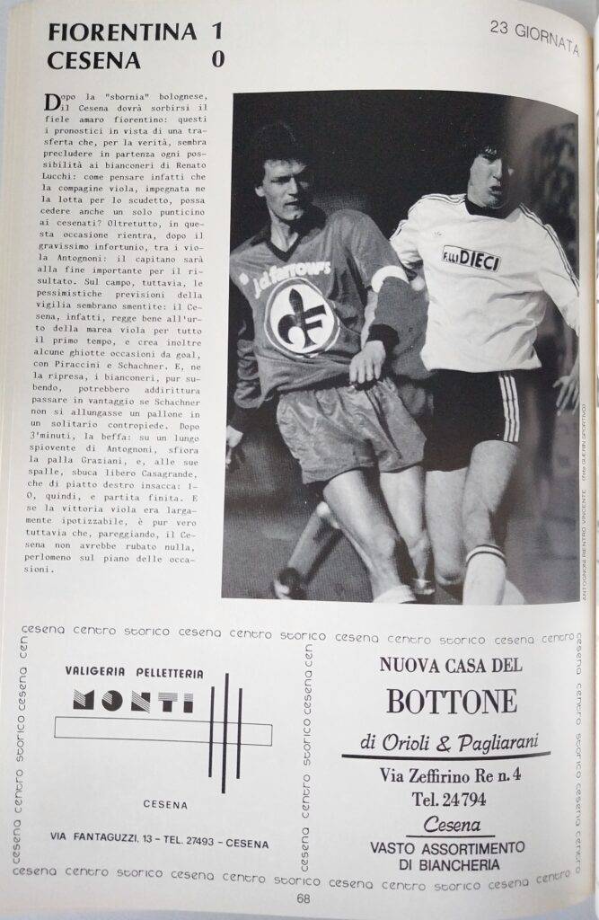 AC Cesena 81-82, giugno 1982, numero unico, p. 68 Fiorentina-Cesena 1981-82 Garlini