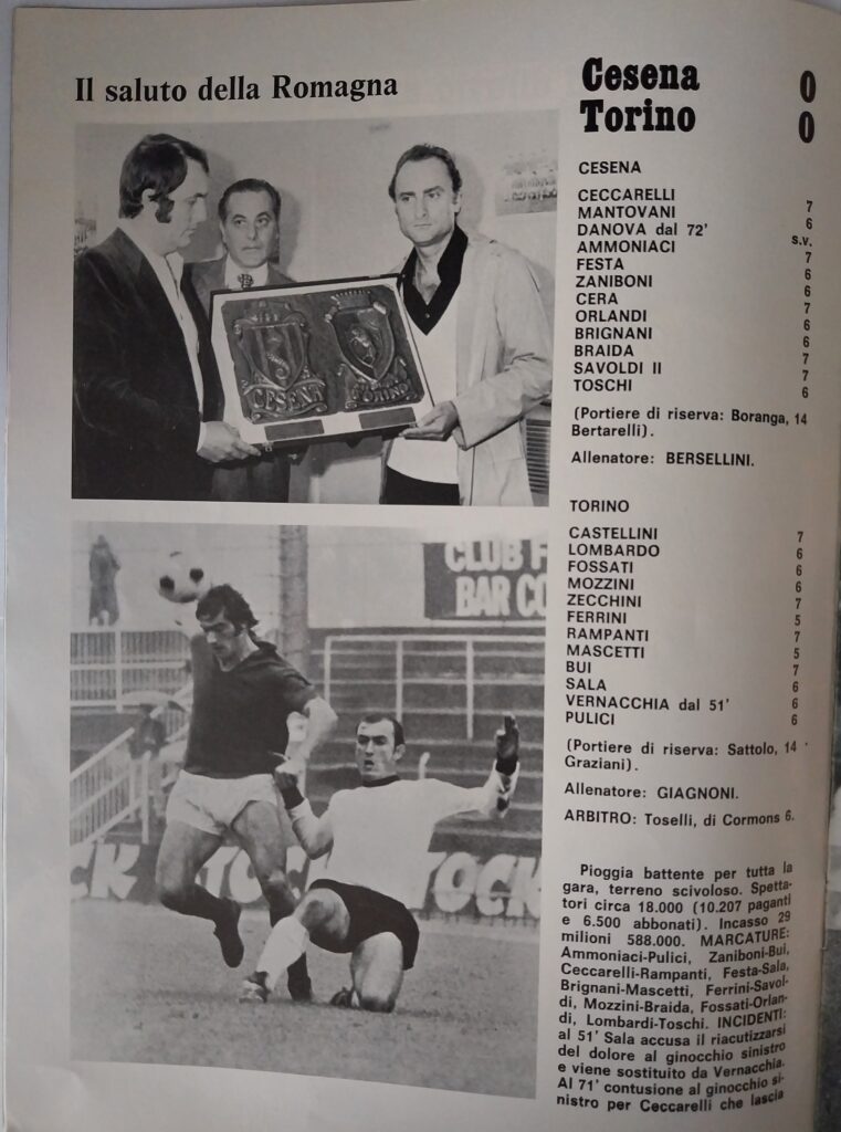 CalcioFilm 10 ottobre 1973, n. 1, p. 10, Cesena-Torino 1973-74