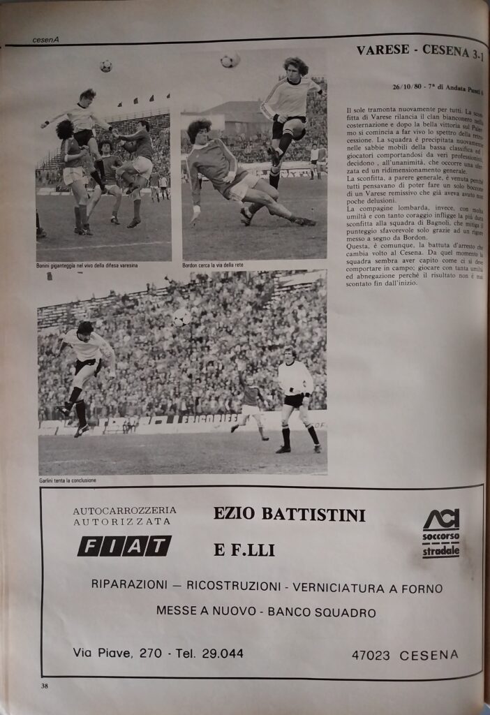 Calbucci Poggi CesenA 1981, p. 38 Bonini Bordon Garlini Varese-Cesena 1980-81