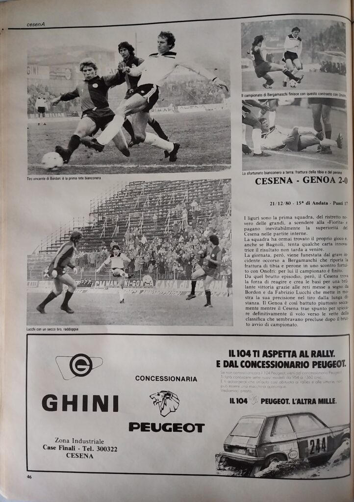 Calbucci Poggi CesenA 1981, p. 46 Bergamaschi Bordon Lucchi Cesena-Genoa 1980-81