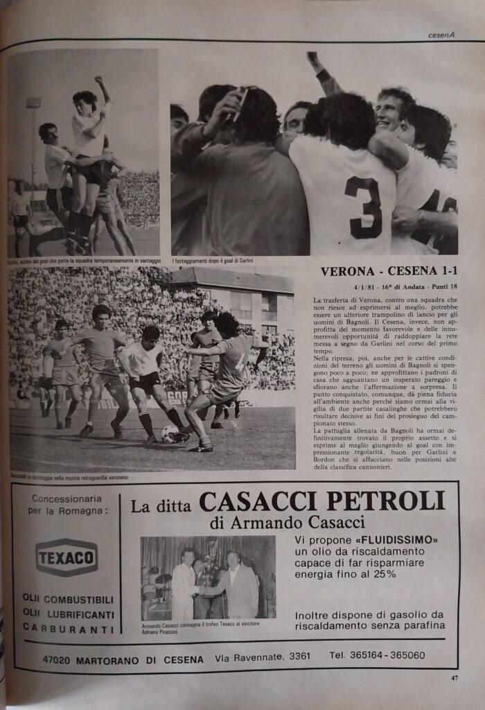 Calbucci Poggi CesenA 1981, p. 47 Garlini Roccotelli Verona-Cesena 1980-81