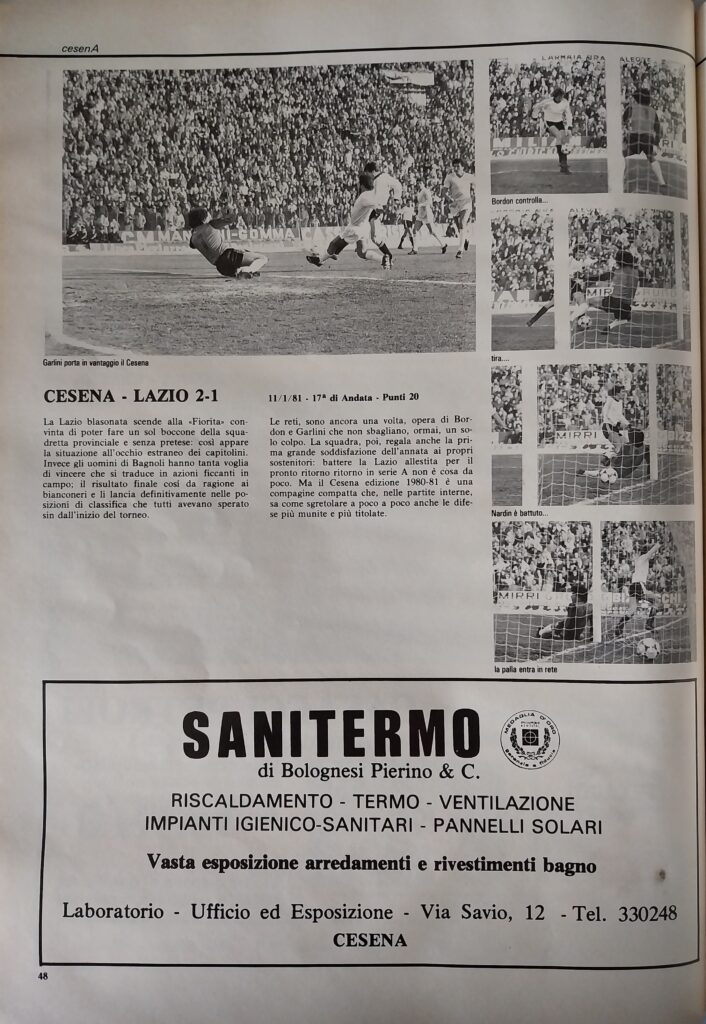 Calbucci Poggi CesenA 1981, p. 48 Garlini Bordon Cesena-Lazio 1980-81