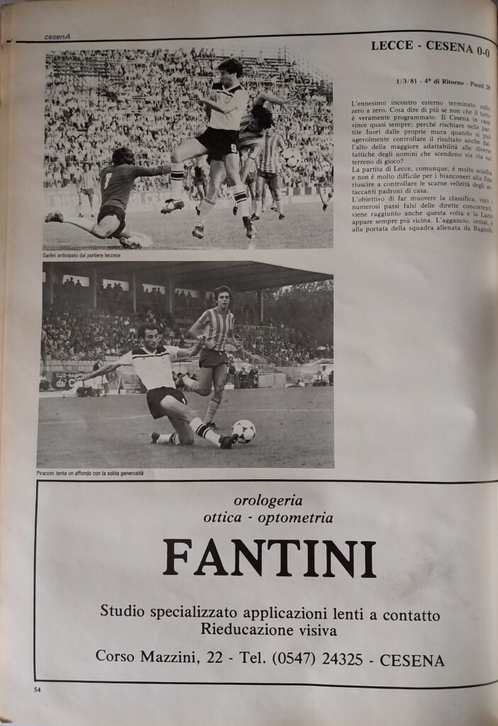 Calbucci Poggi CesenA 1981, p. 54 Garlini Piraccini Lecce-Cesena 1980-81