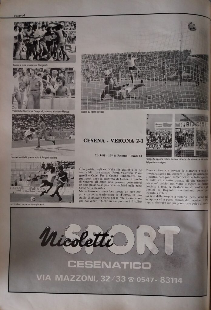 Calbucci Poggi CesenA 1981, p. 66 Bordon Perego Arrigoni Lucchi Cesena-Verona 1980-81