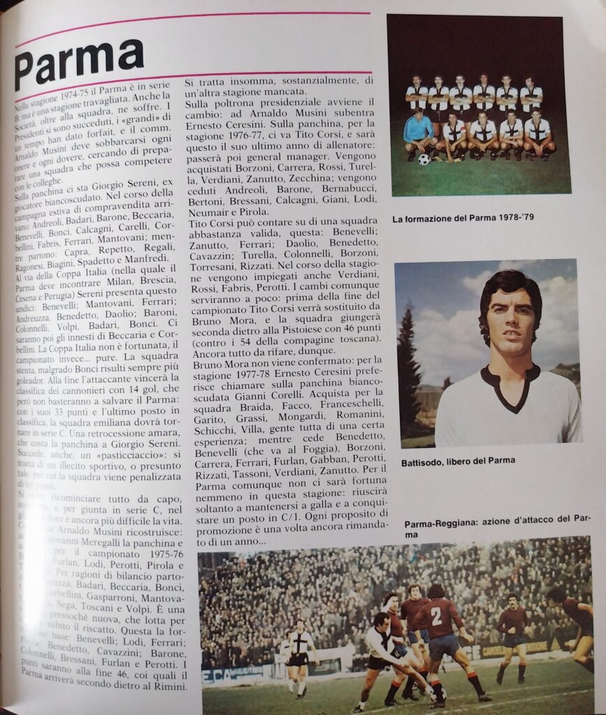 Enciclopedia Tutto il Calcio Minuto per Minuto European Book appendice 1978-79 con foto Battisodo con maglia Cesena 1972-73