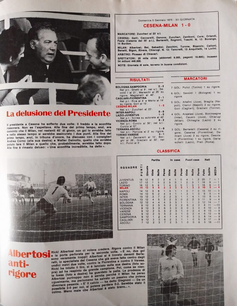 Forza Milan febbraio 1975, n. 2, p. 35, Cesena-Milan 1974-75