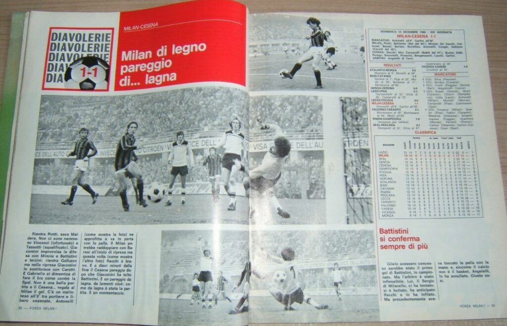 Forza Milan gennaio 1981, n. 1, pp. 32-33, Milan-Cesena 1980-81