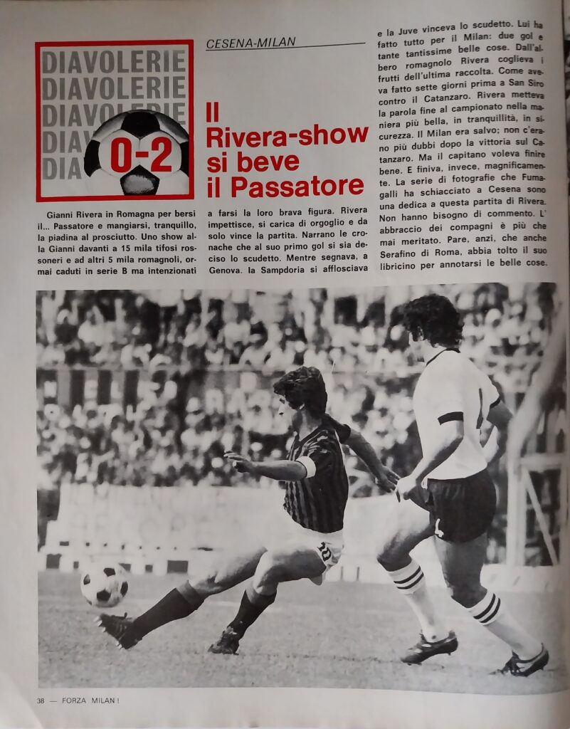 Forza Milan giugno 1977, n. 6, p. 38, Cesena-Milan 1976-77