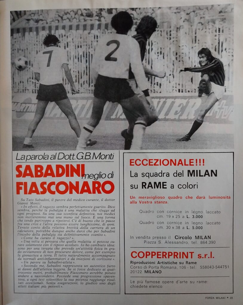 Forza Milan novembre 1973, n. 11, p. 23, Milan-Cesena 1973-74