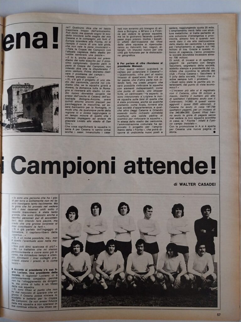 Giorni Vie Nuove 27 giugno 1973, n. 25, p. 57, articolo Cesena 1972-73