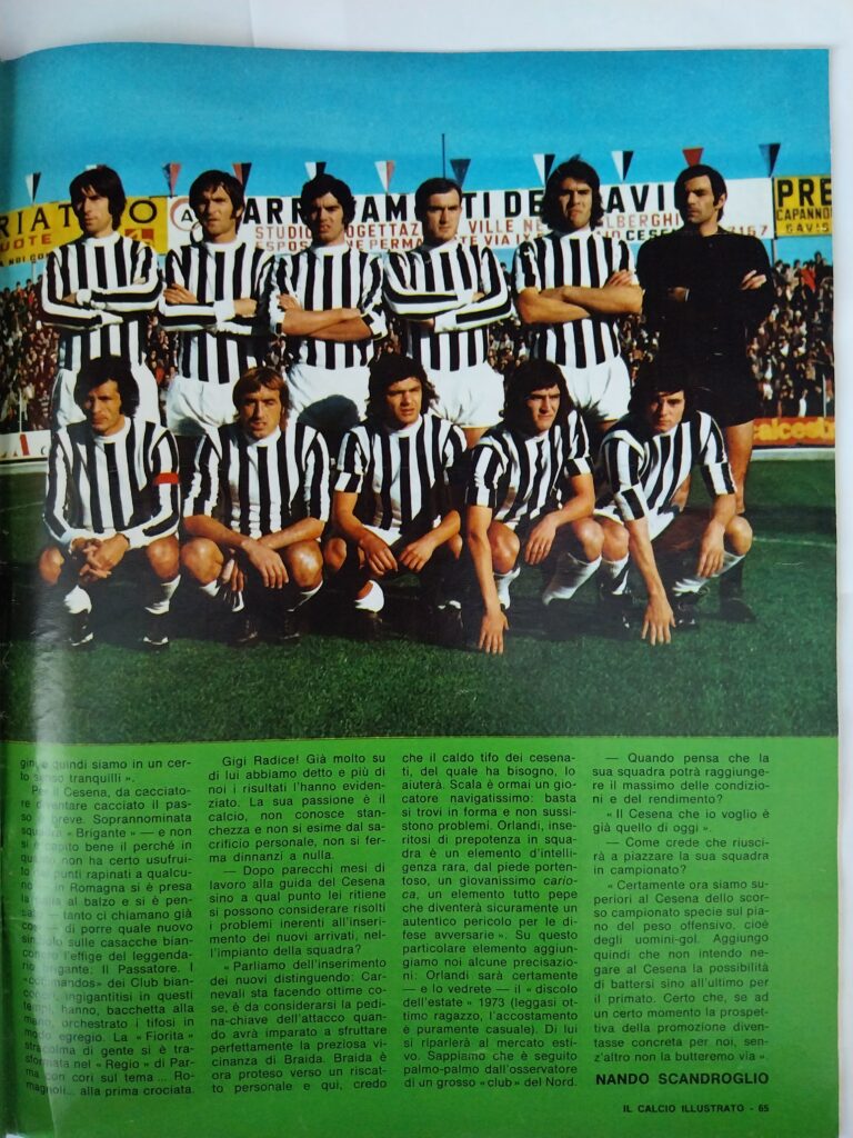 Il Calcio Illustrato, gennaio-febbraio 1973, n. 2, p. 65, articolo Cesena 1972-73