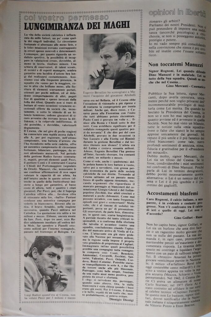 Il Campione supplemento Romagna agosto 1977, n. 2, p. 6 Bersellini Radice