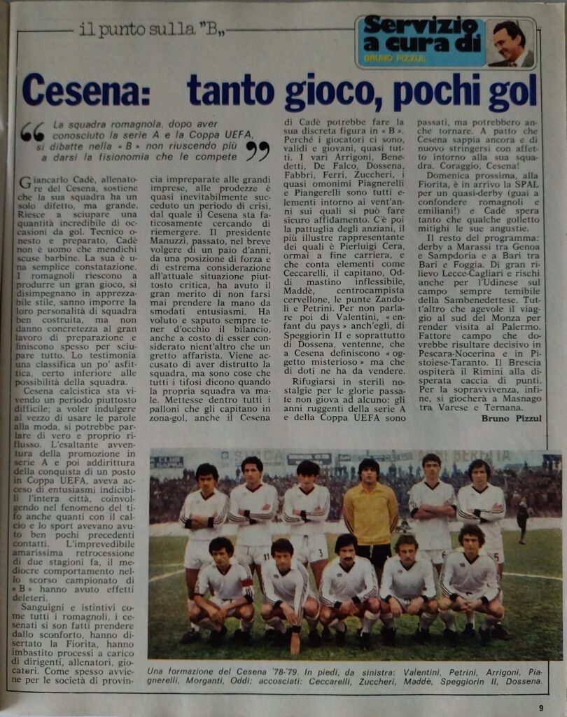 Intrepido 20 marzo 1979, n. 11, p. 9, articolo Cesena 1978-79