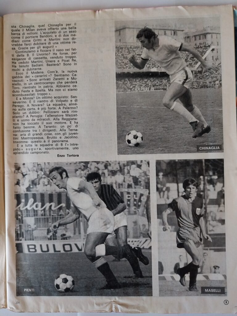 Intrepido 23 settembre 1971, n. 36, p. 5, articolo serie B col Cesena 1971-72