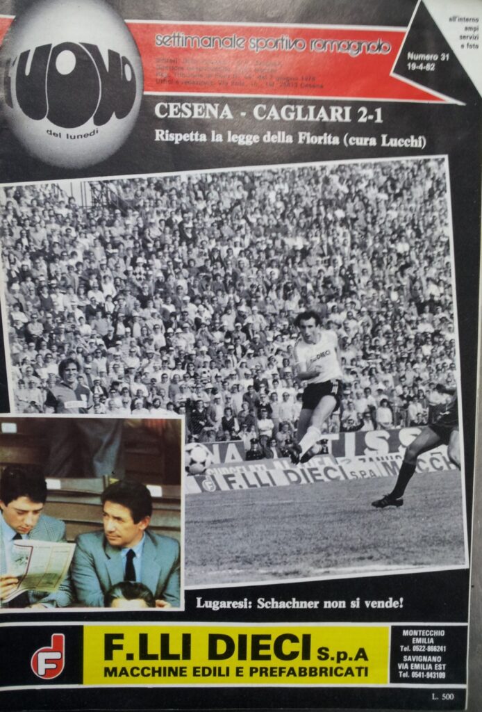 L'Uovo 19 aprile 1982, n. 31, copertina con foto Cesena-Cagliari 1981-82 Piraccini