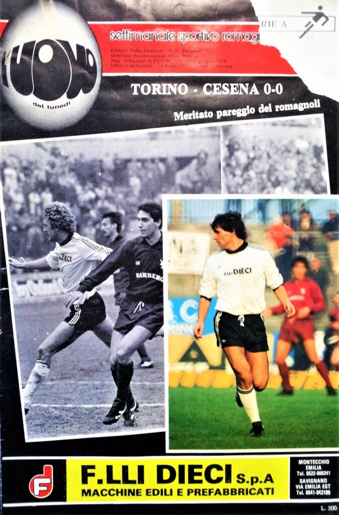 L'Uovo 29 marzo 1982, n. 28, copertina con foto Torino-Cesena 1981-82 Verza Schachner