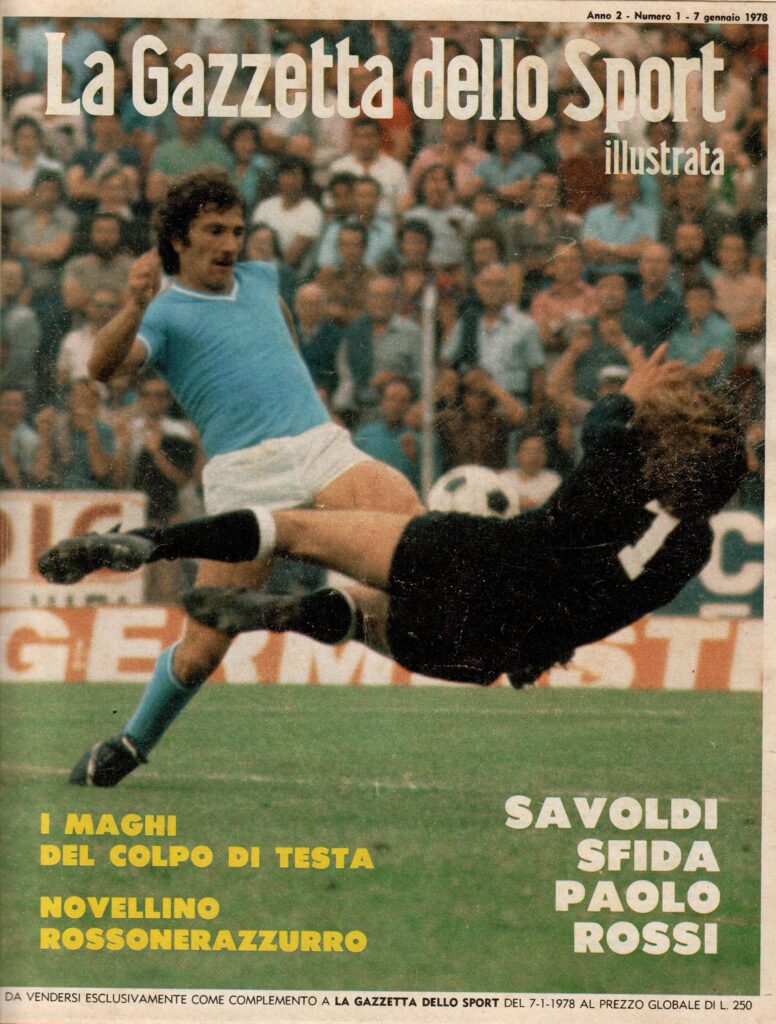 La Gazzetta dello Sport Illustrata 7 gennaio 1978, n. 1, copertina con Boranga in Cesena-Napoli 1976-77