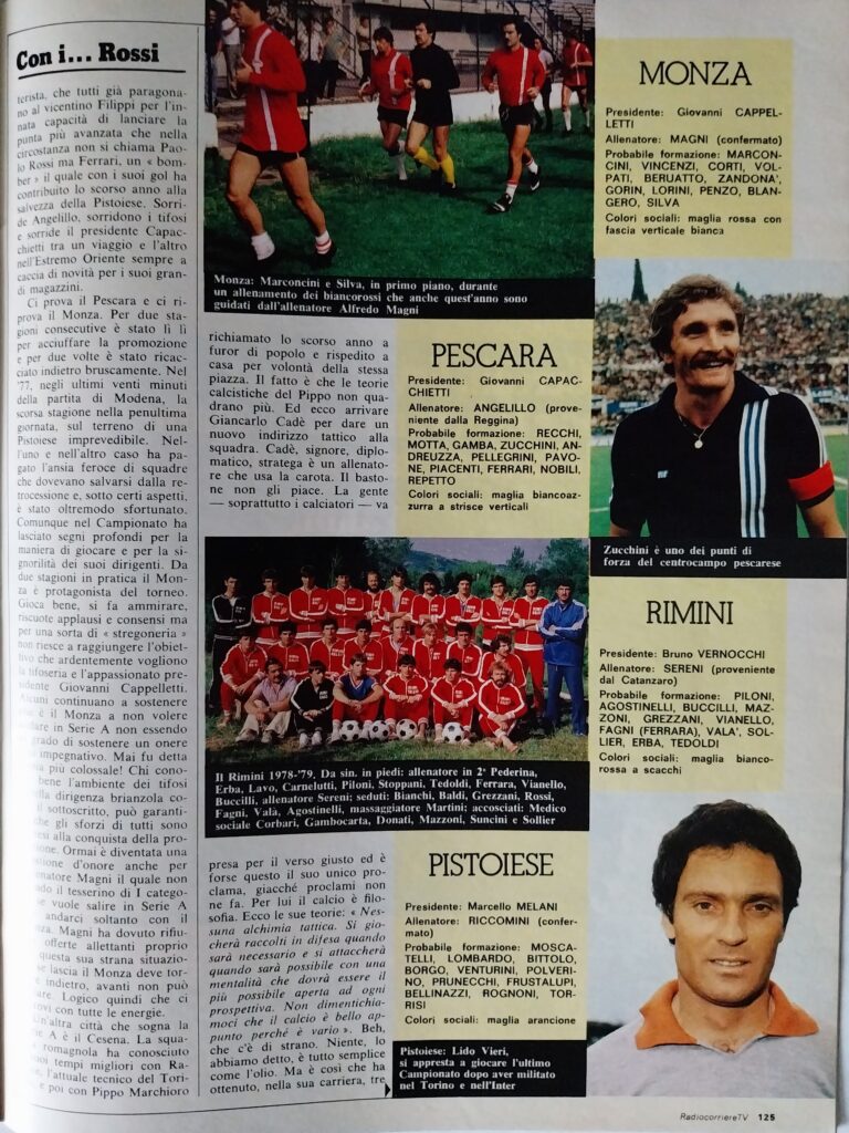 Radiocorriere TV Tuttocalcio 1978 n. 40, p. 125, presentazione Cesena 1978-79