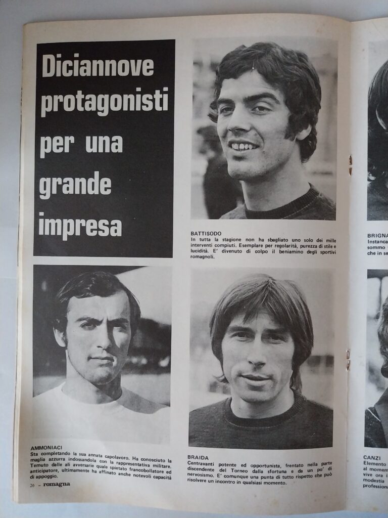 Romagna 10 giugno 1973, n. 4 numero speciale, p. 26 Battisodo Ammoniaci Braida 1972-73