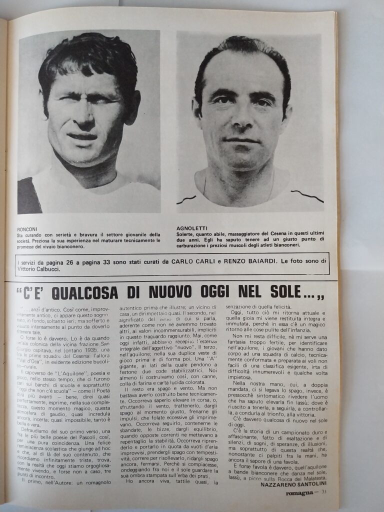 Romagna 10 giugno 1973, n. 4 numero speciale, p. 33 Ronconi Agnoletti 1972-73