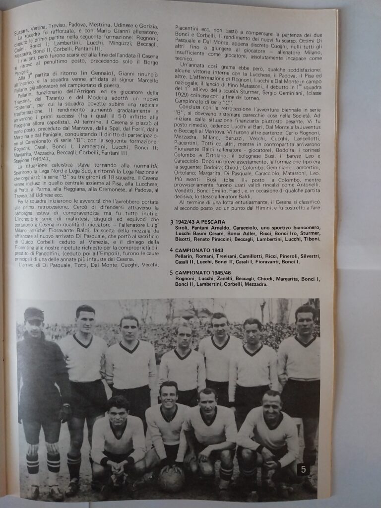 Romagna 10 giugno 1973 , n. 4 numero speciale, p. 39 Cesena 1945-46