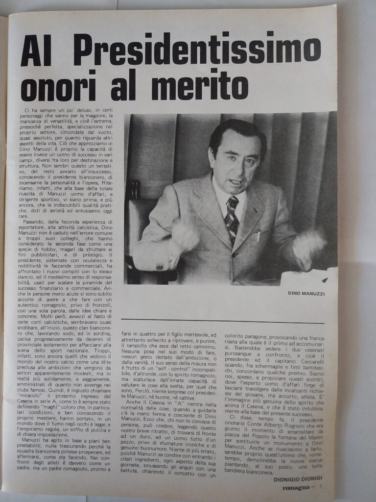 Romagna 10 giugno 1973, n. 4 numero speciale, p. 7 Manuzzi Dino