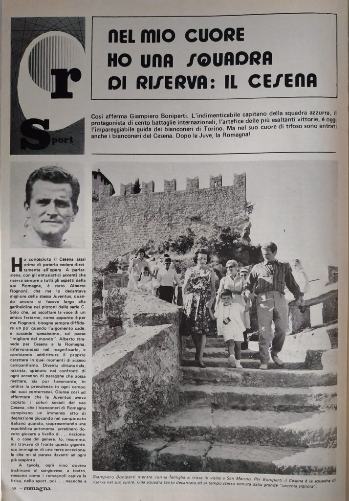 Romagna febbraio 1974, n. 2, p. 58, articolo Boniperti e il Cesena