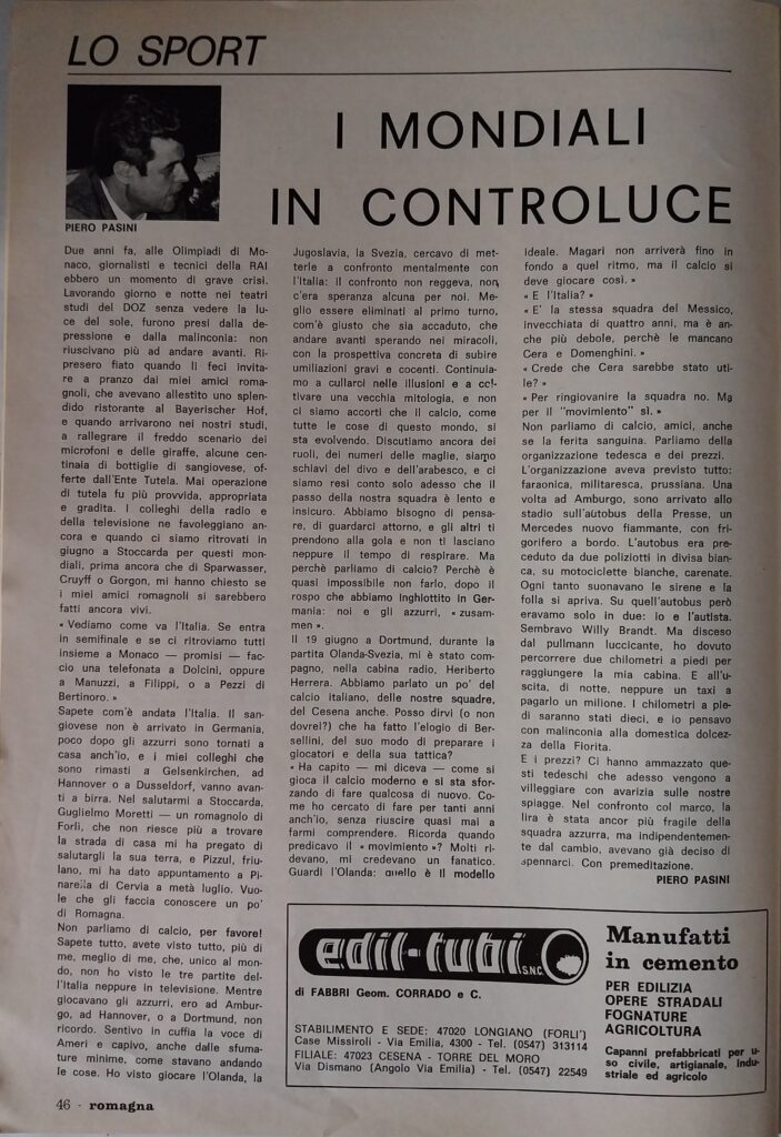 Romagna luglio 1974, n. 7, p. 46, articolo Cesena