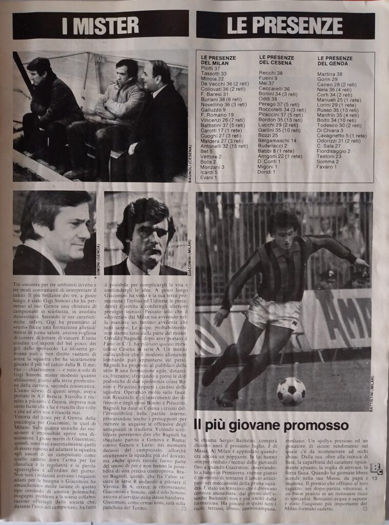 Tutto BC luglio-agosto 1981, n. 6, p. 13, articolo promozione Cesena in serie A Bagnoli Cera Casali