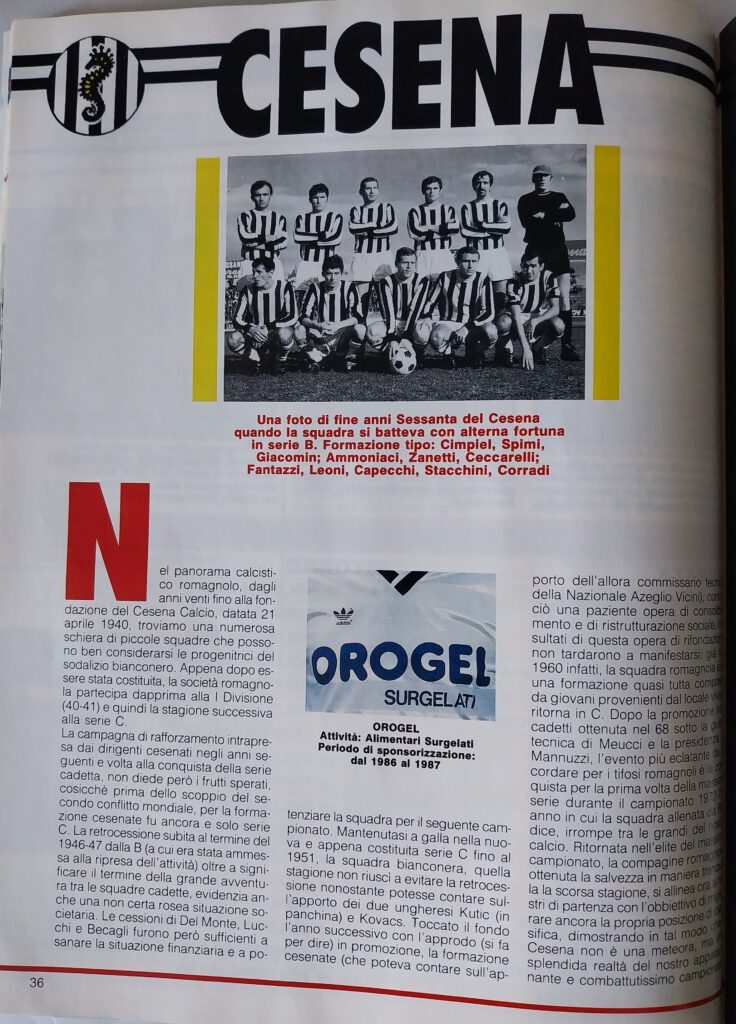 ABC del calcio 88-89, 1988, p. 36, presentazione Cesena 1988-89