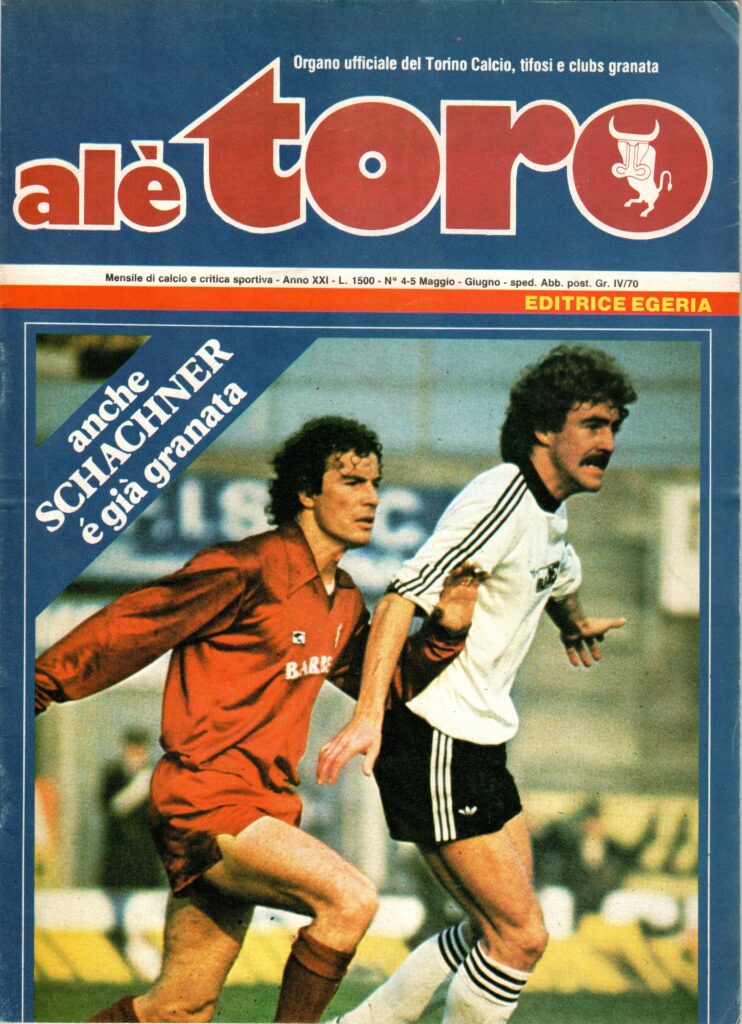 Alè Toro maggio-giugno 1983, n. 4-5, copertina con Schachner in Cesena-Torino 1982-83