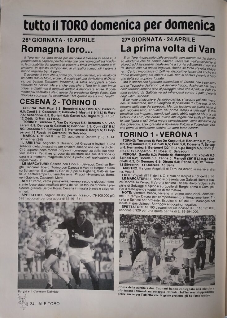 Alè Toro maggio-giugno 1983, n. 4-5, p. 34, Cesena-Torino 1982-83 Conti