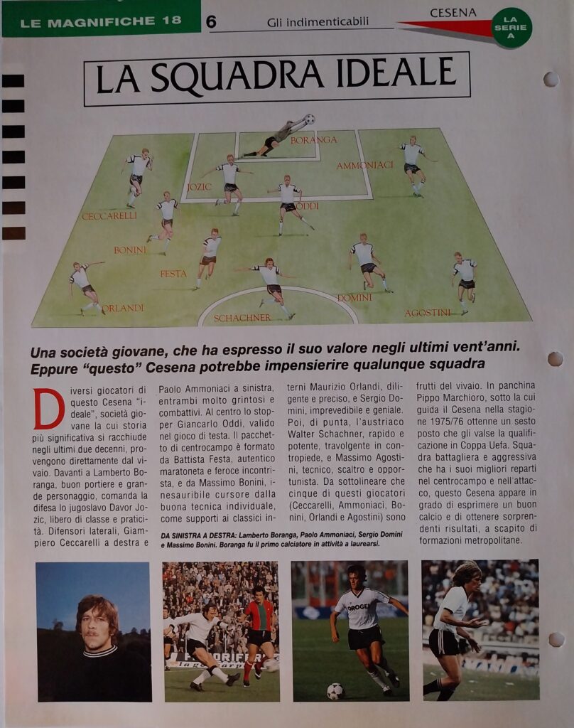 Campioni&Campionato, 1990, pagina 6 retro Cesena 1990-91