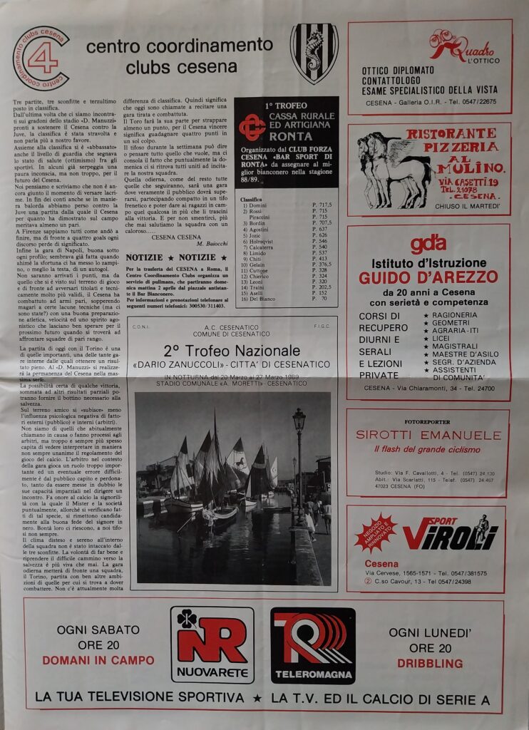 CesenaCesena 19 marzo 1989, n. 11, p. 3, programma Cesena-Torino 1988-89