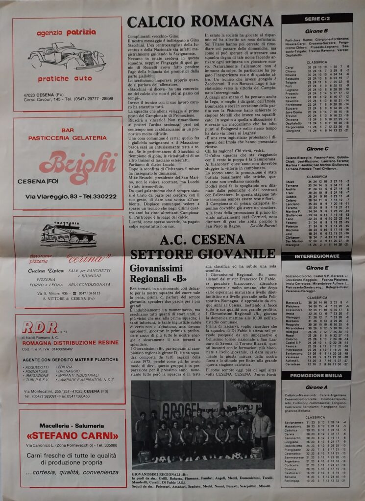 CesenaCesena 19 marzo 1989, n. 11, p. 4, programma Cesena-Torino 1988-89