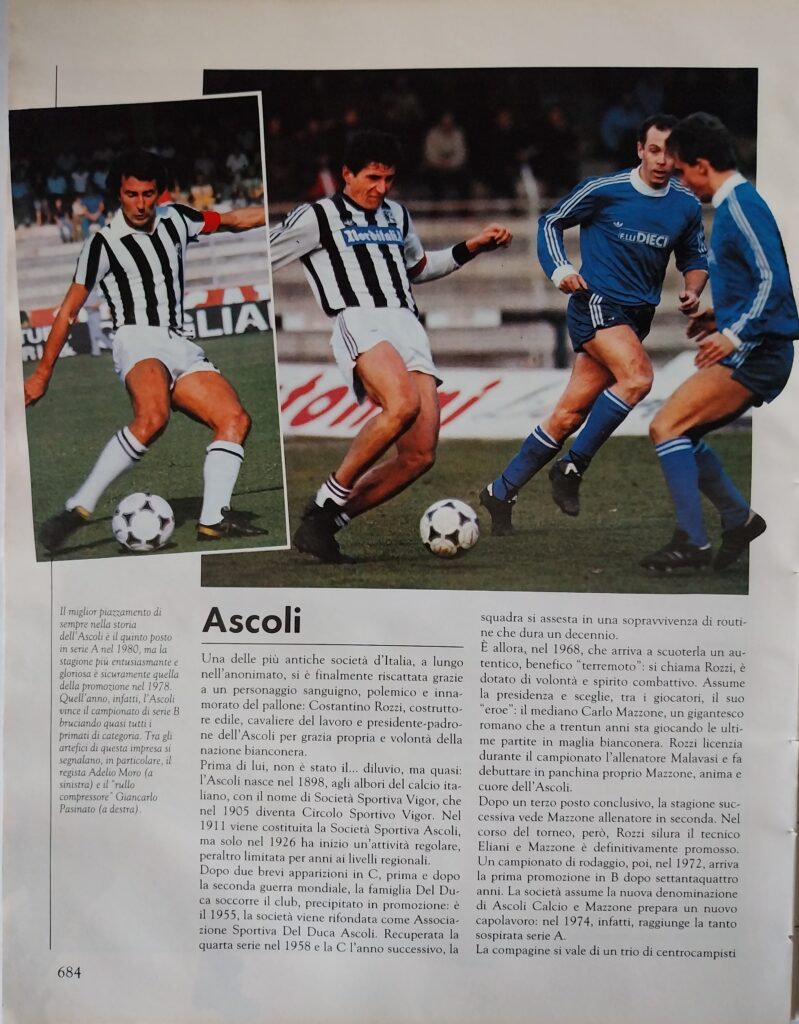 Enciclopedia Il grande calcio vol. 3, Fabbri Editore, 1987, p. 684, foto partita Ascoli-Cesena 1985-86 Gibellini Leoni