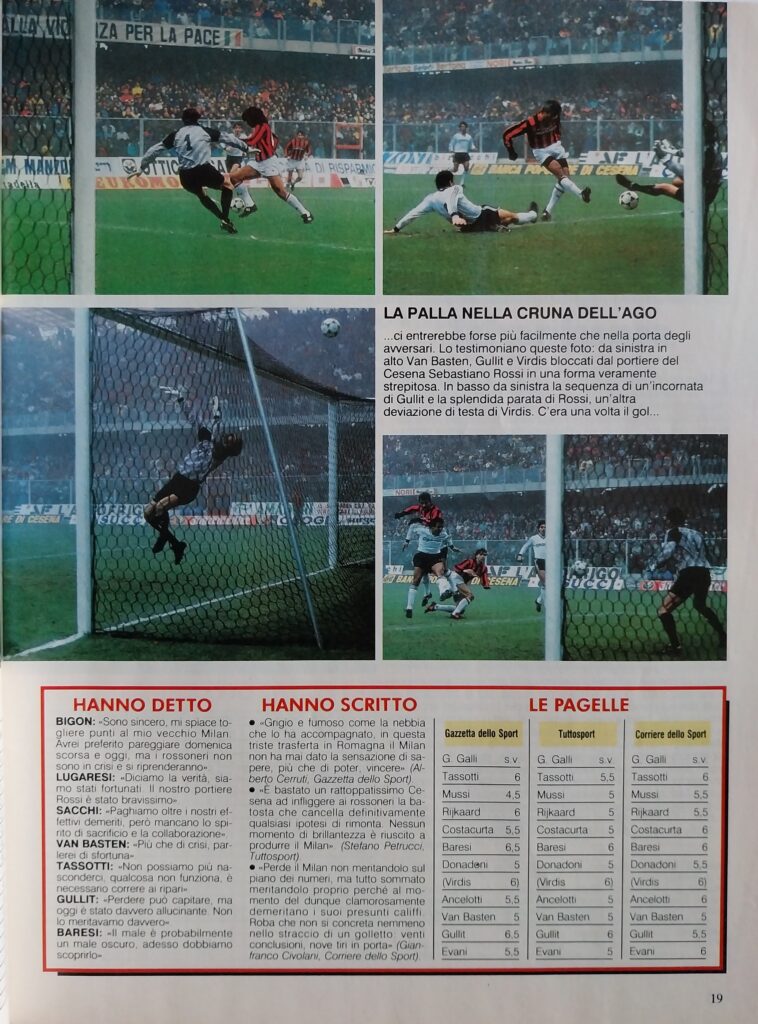 Forza Milan febbraio 1989, n. 2, p. 19, Cesena-Milan 1988-89