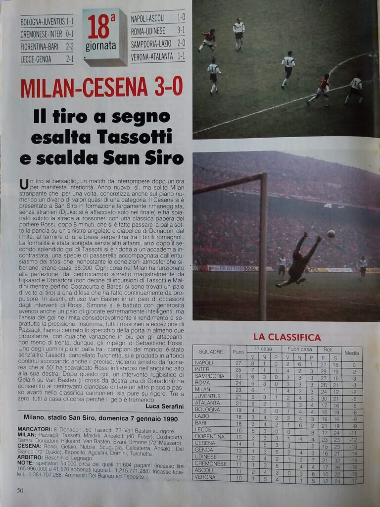 Forza Milan gennaio 1990, n. 1, p. 50, Milan-Cesena 1989-90